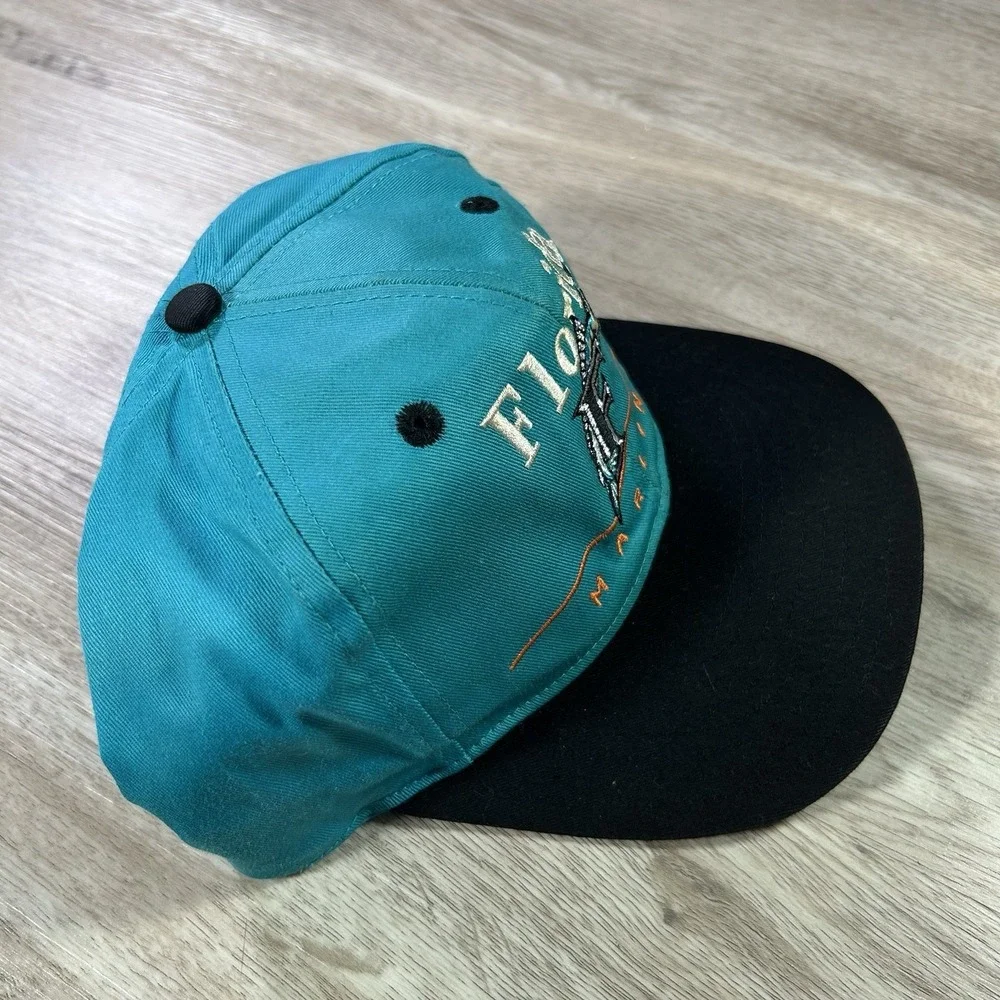 VTG Florida Marlins Snapback Hat MLB Baseball Twins Green Black Bar Line Cap